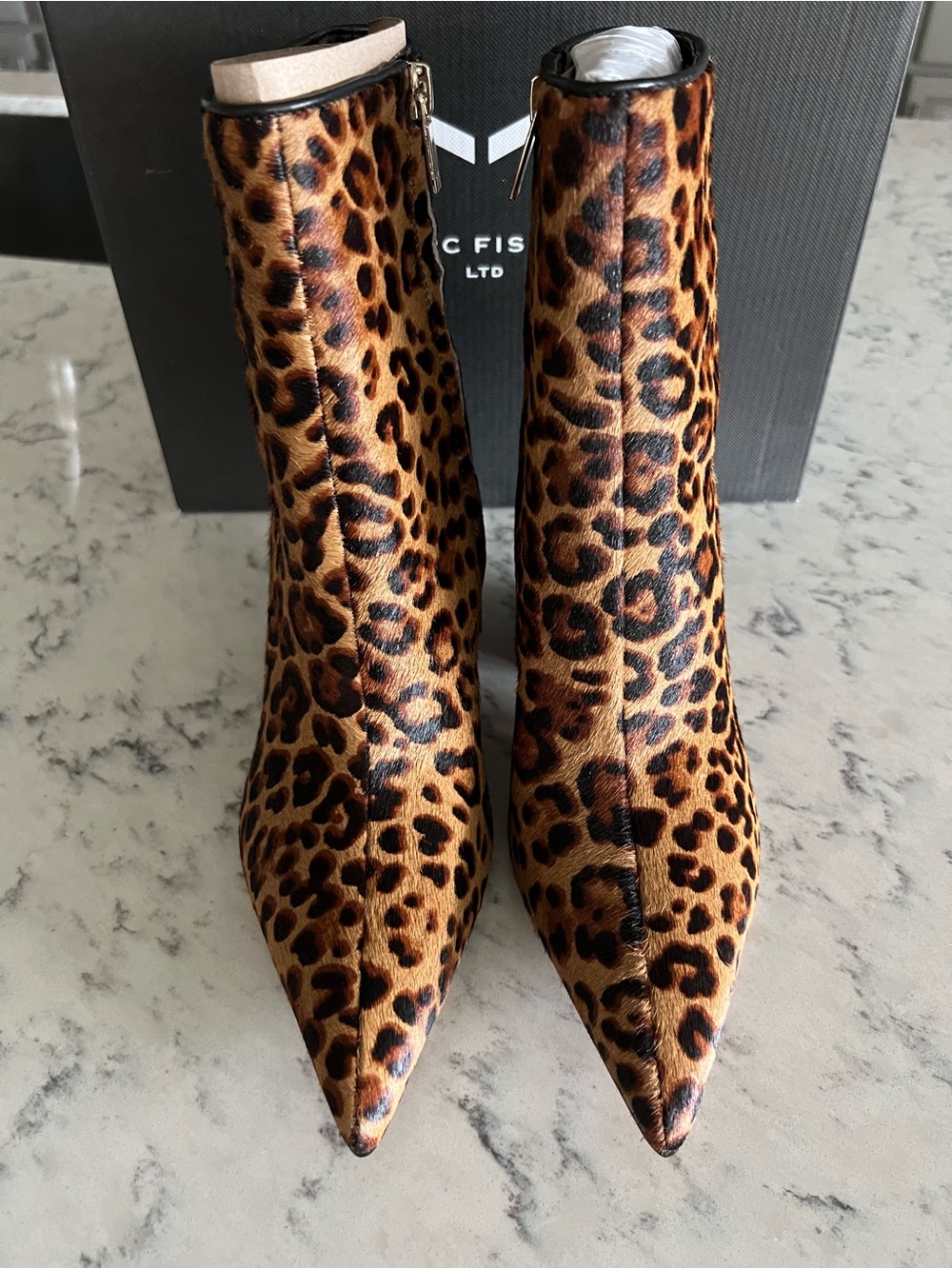 Marc Fisher Elynnaly Leopard-Print Pointed Toe Ankle Booties